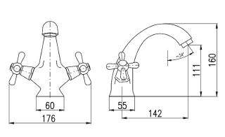 Смеситель для раковины Rav Slezak Morava retro MK328.5Z золото